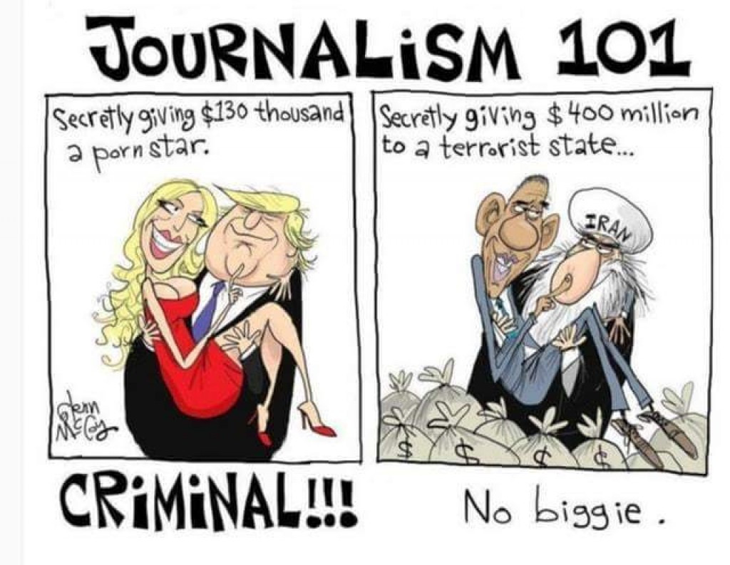 glenn mccoy cartoons - Journalism 101 Secretly giving $130 thousand Secretly giving $400 million to a terrorist state... a pornstar. Criminal!!! No biggie.