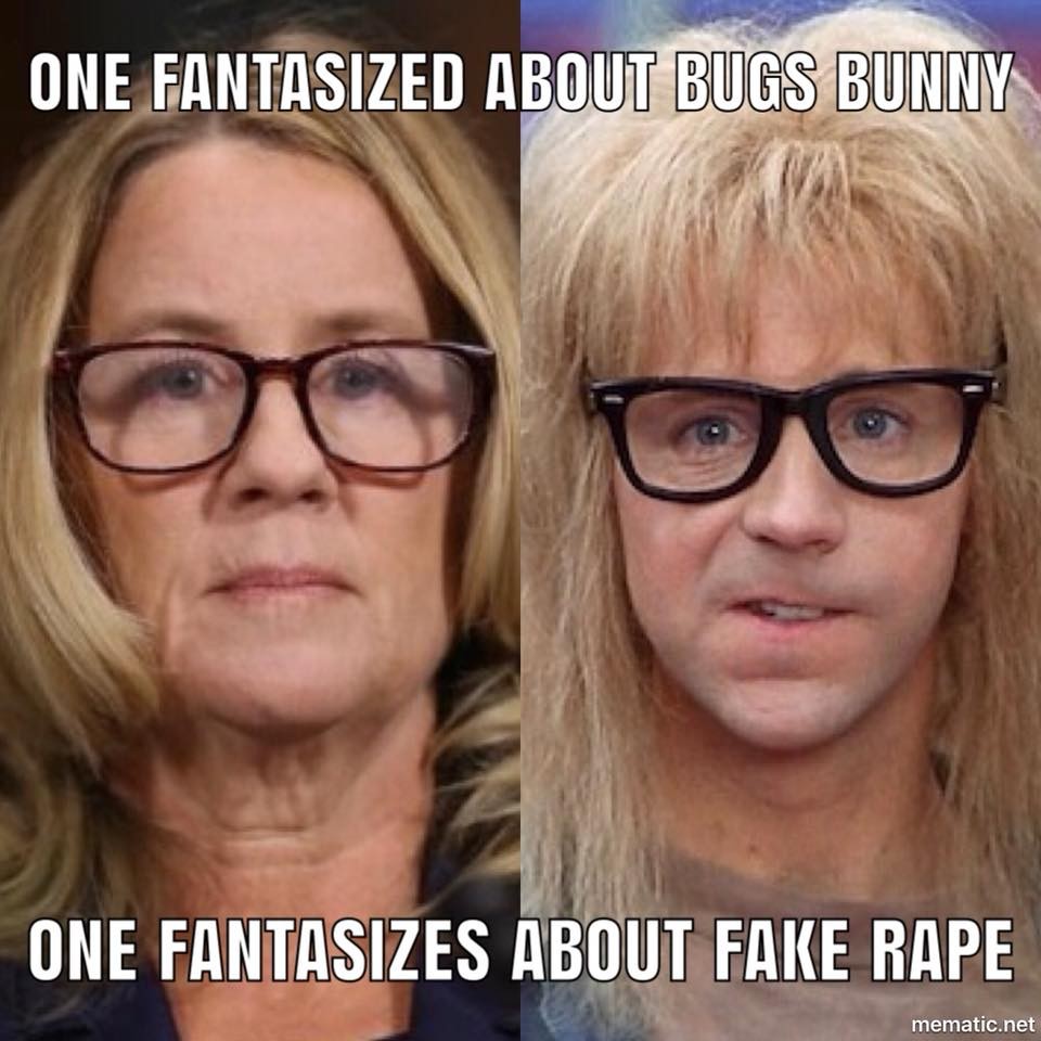 brett kavanaugh and christine ford - One Fantasized About Bugs Bunny One Fantasizes About Fake Rape mematic.net