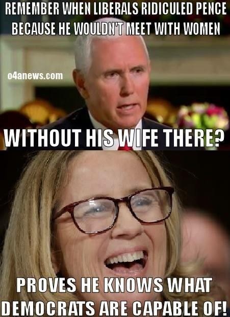 pence rule meme - Remember When Liberals Ridiculed Pence Because He Wouldn'T Meet With Women 04anews.com Without His Wife There? Proves He Knows What Democrats Are Capable Of!