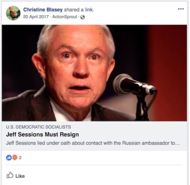 Jeff Sessions - Christine Blasey d a link. ActionSprout. U.S. Democratic Socialists Jeff Sessions Must Resign Jeff Sessions lied under oath about contact with the Russian ambassador to... 2
