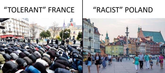 memes - castle square - "Tolerant" France "Racist Poland
