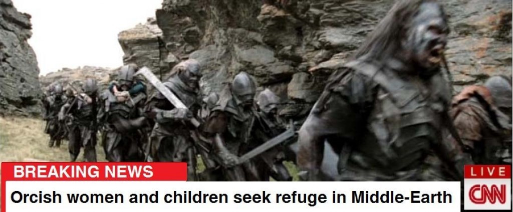 memes - lotr racist orcs - Live Breaking News Orcish women and children seek refuge in MiddleEarth Cnn
