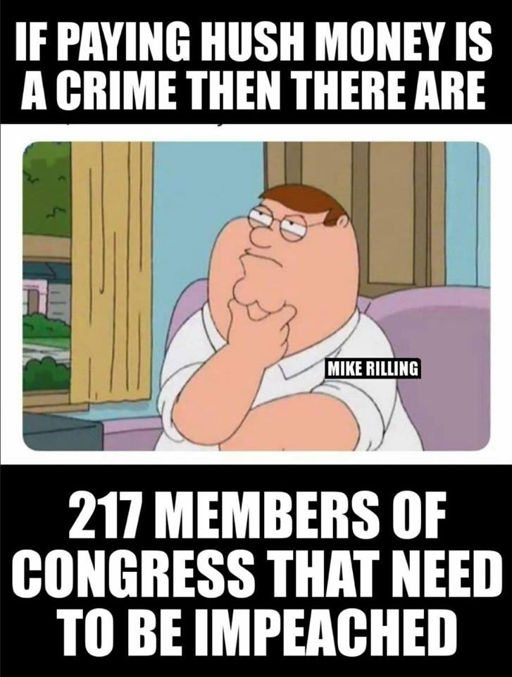 cartoon - If Paying Hush Money Is A Crime Then There Are Mike Rilling Tike Riling 217 Members Of Congress That Need To Be Impeached