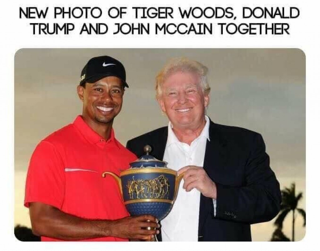 memes - tiger woods donald trump john mccain - New Photo Of Tiger Woods, Donald Trump And John Mccain Together