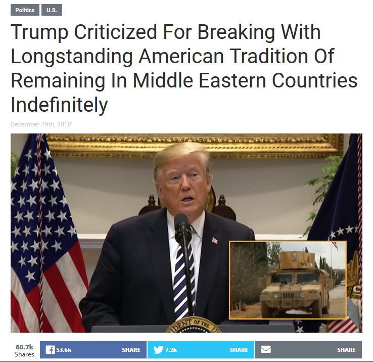 memes - presentation - Politics u.s. Trump Criticized For Breaking With Longstanding American Tradition Of Remaining In Middle Eastern Countries Indefinitely December 19th, 2018 K Sident o e s 1.26