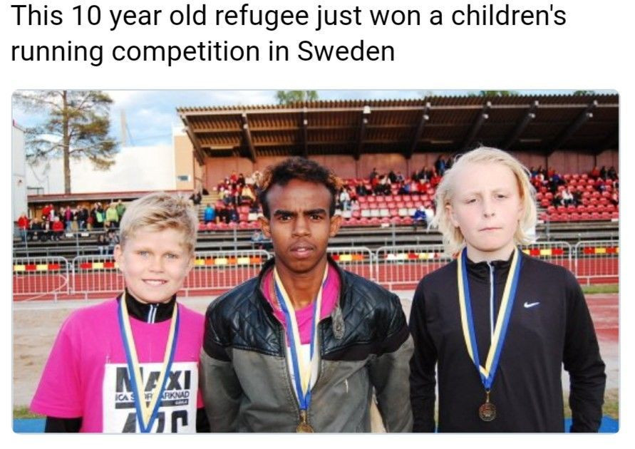 political meme sweden's fastest 12 year old - This 10 year old refugee just won a children's running competition in Sweden
