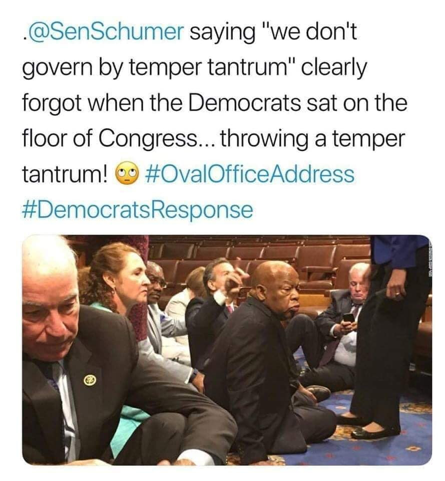 political meme conversation - . saying "we don't govern by temper tantrum" clearly forgot when the Democrats sat on the floor of Congress... throwing a temper tantrum! 09 Address Response