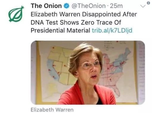 political meme onion elizabeth warren - The Onion .25m Elizabeth Warren Disappointed After Dna Test Shows Zero Trace Of Presidential Material trib.alk7LDljd Elizabeth Warren