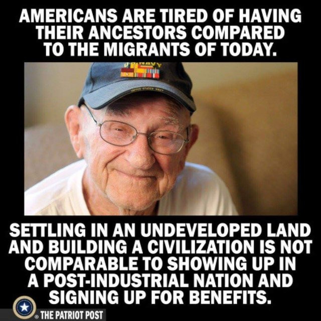 political meme bookworm meme - Americans Are Tired Of Having Their Ancestors Compared To The Migrants Of Today. Settling In An Undeveloped Land And Building A Civilization Is Not Comparable To Showing Up In A PostIndustrial Nation And a Signing Up For Ben