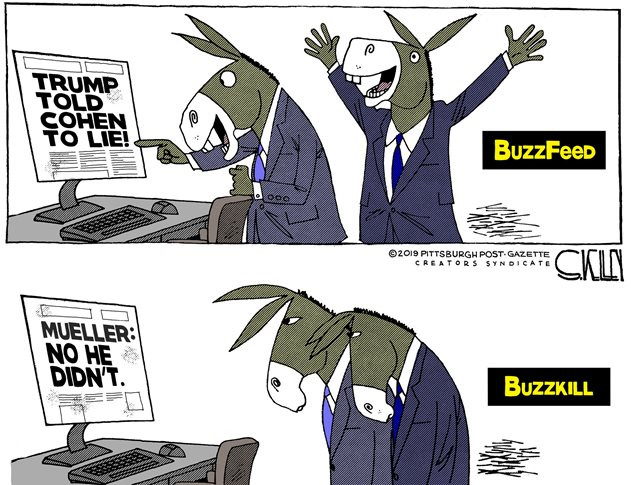 cohen 2019 political cartoon - Trump Told Cohen BuzzFeed Tisury Post Galete Ckin 2019 Pittsburgh PostGazette Creators Syndicate Mueller No He Didn'T. Buzzkill