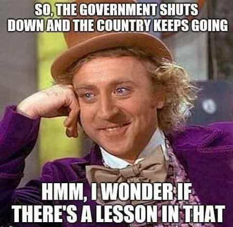 willy wonka meme - So, The Government Shuts Down And The Country Keeps Going Hmm, I Wonder If There'S A Lesson In That