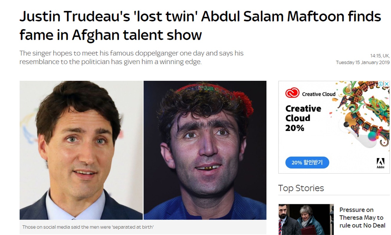 trudeau afghanistan - Justin Trudeau's 'lost twin' Abdul Salam Maftoon finds fame in Afghan talent show The singer hopes to meet his famous doppelganger one day and says his resemblance to the politician has given him a winning edge. , Uk Tuesday Creative