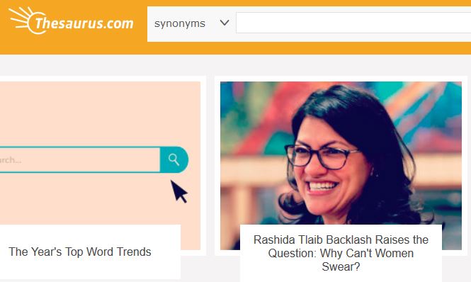 memes - glasses - Thesaurus.com synonyms v The Year's Top Word Trends Rashida Tlaib Backlash Raises the Question Why Can't Women Swear?