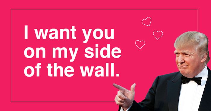 memes - trump valentines day card - I want you on my side of the wall.
