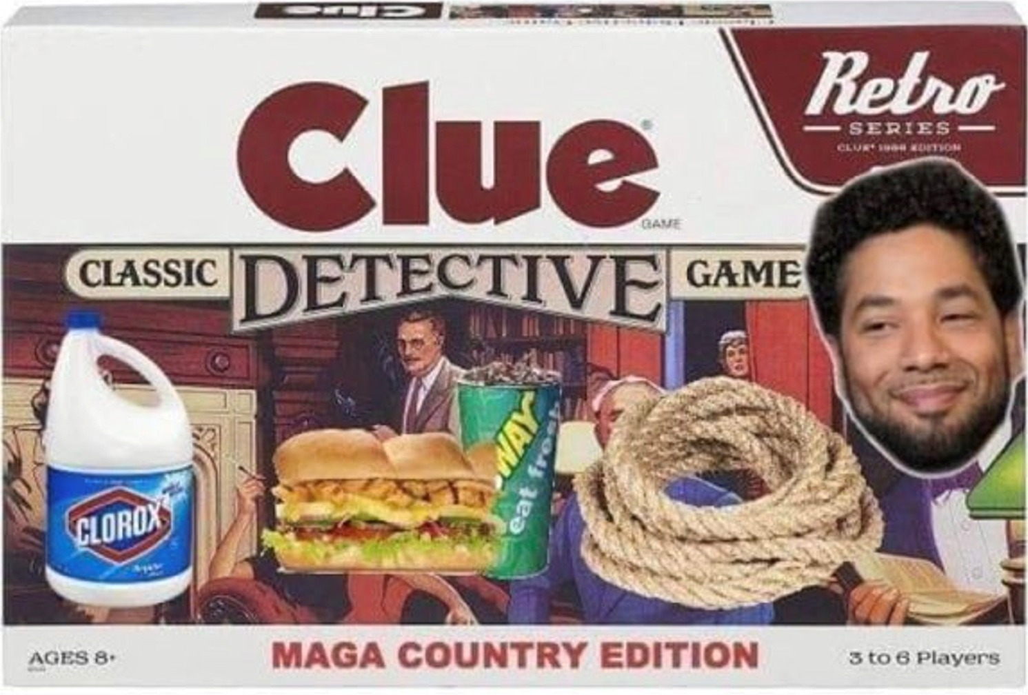 jussie smollett memes - best jussie smollett memes - Retro Clue Series Ceurs Som Gave Classic Detective Game Clorox Ages 8 Maga Country Edition 3 to 6 Players