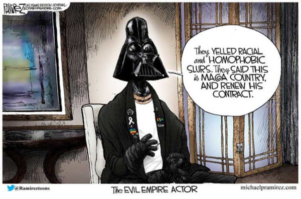 jussie smollett memes - smollett cartoon - Ses Pire . They Yelled Racial and Homophobic Slurs. They Said This is Maga Country And Renew His Contract. 1 > a Ramireztoons The Evil Empire Actor michaelpramirez.com
