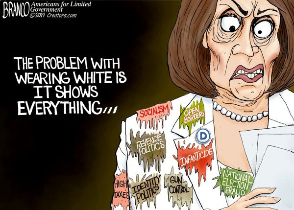 memes -  af branco political cartoons february 2019 - DAMAmericans for Limited Government Diww 2019 Creators.com The Problem With Wearing White Is It Shows Everything Socialism Open Rorders Infanticide La Cunu High Taxes Control Politics