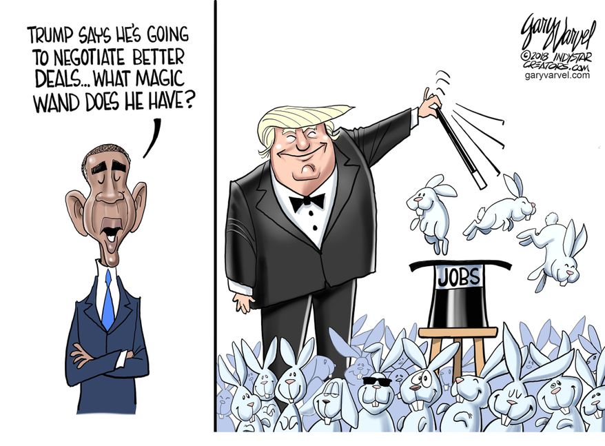 memes -  present day political cartoons - Mvi Trump Says Hes Going To Negotiate Better Deals... What Magic Wand Does He Have? Ii 2018 Indystar Creatos.com garyvarvel.com Jobs