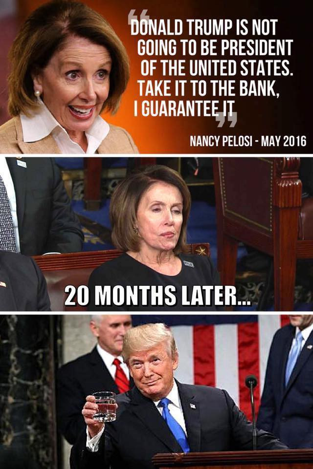 memes -  nancy pelosi take it to the bank - Donald Trump Is Not Going To Be President Of The United States. Take It To The Bank, I Guarantee It Nancy Pelosi Ware 09 In 20 Months Later.