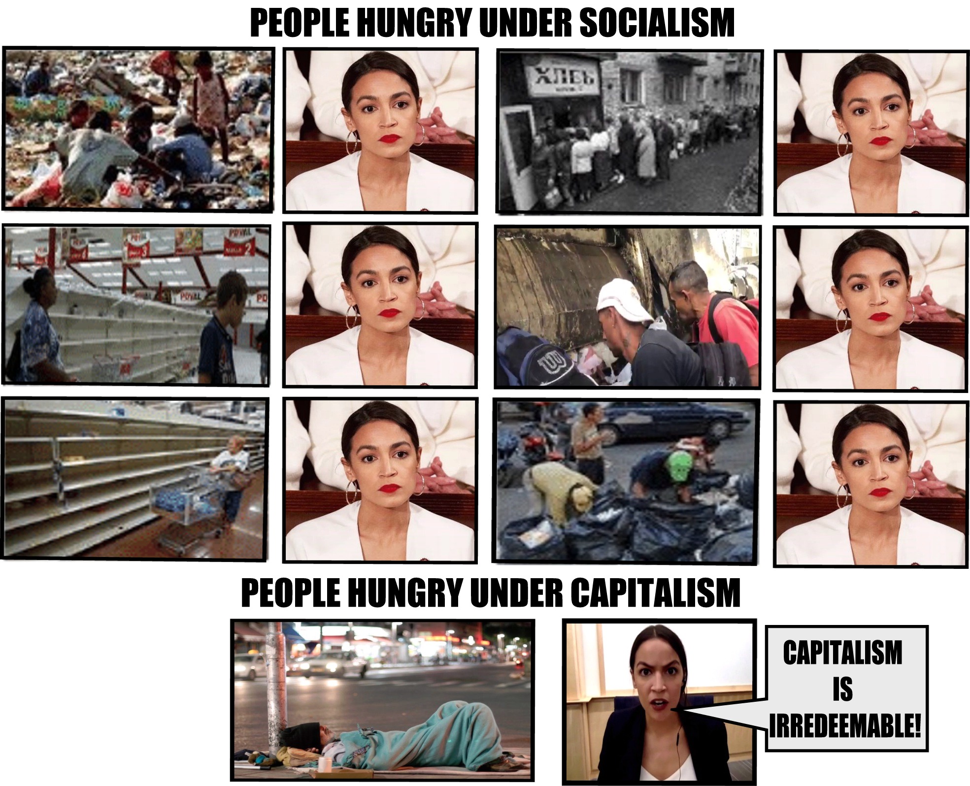 collage - People Hungry Under Socialism People Hungry Under Capitalism Capitalism Irredeemable!