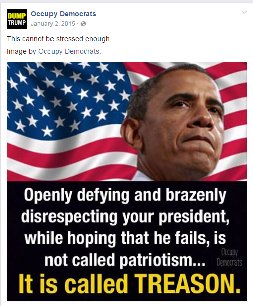 occupy democrats treason - Dump Occupy Democrats Trump This cannot be stressed enough. Image by Occupy Democrats. V Openly defying and brazenly disrespecting your president, while hoping that he fails, is not called patriotism... Democrats 'It is called T