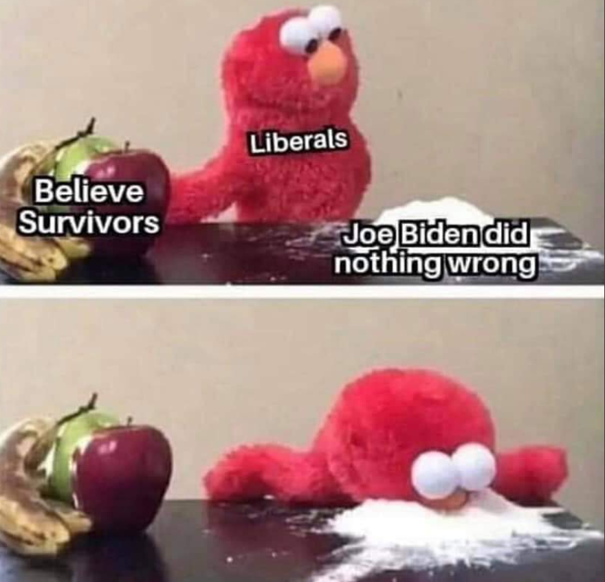 elmo memes - Liberals Believe Survivors Joe Bidendid nothing wrong