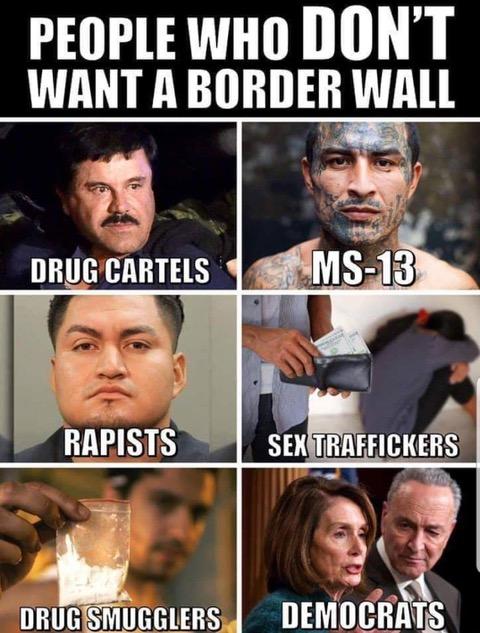 democrats don t want meme - People Who Don'T Want A Border Wall Drug Cartels Ms13 Rapists Sex Traffickers Drug Smugglers Democrats