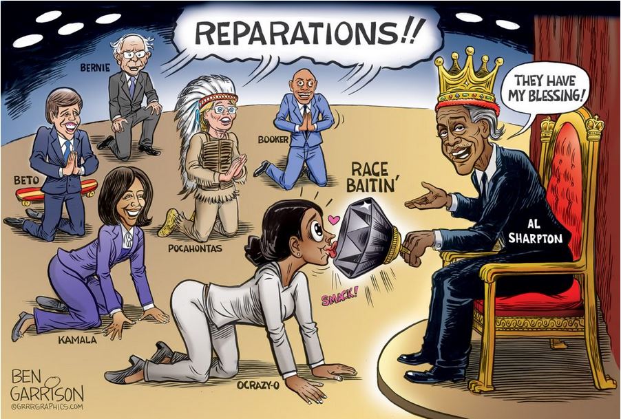 Conservative memes - Ben Garrison - Reparations!! Bernie They Have My Blessing! Booker Beto Race Baitin I Al Sharpton Pocahontas Smacko Juduuu Uuu Kamala Ben OcrazyO Garrison Grrrgraphics.Com
