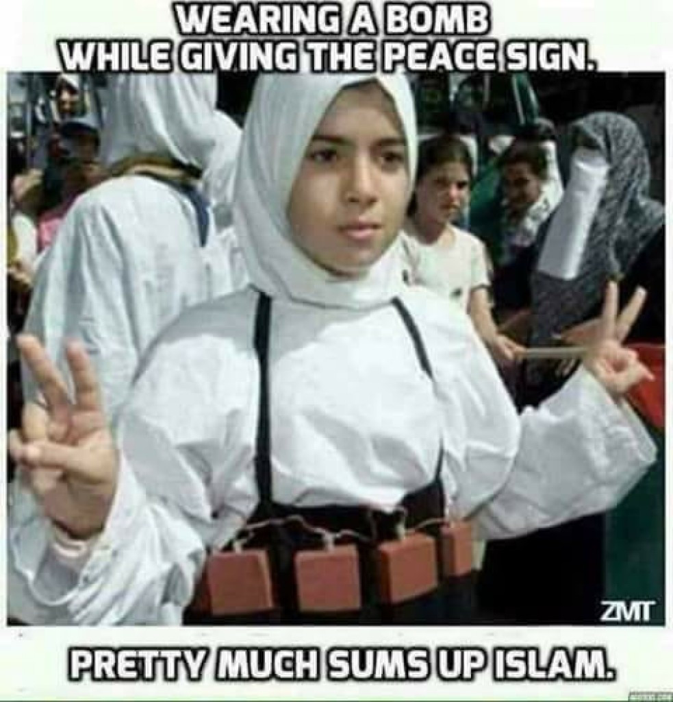 Conservative memes - wearing a bomb while giving the peace sign - Wearing A Bomb While Giving The Peace Sign. Zmt Pretty Much Sums Up Islam.
