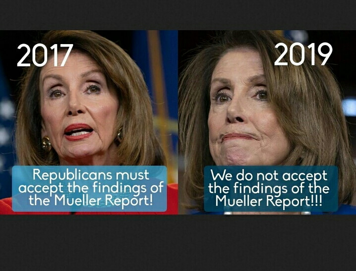 Conservative memes - photo caption - 2017 2019 Republicans must accept the findings of the Mueller Report! We do not accept the findings of the Mueller Report!!!
