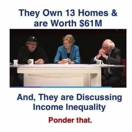 Conservative memes - Donald Trump - They Own 13 Homes & are Worth $61M And, They are Discussing Income Inequality Ponder that