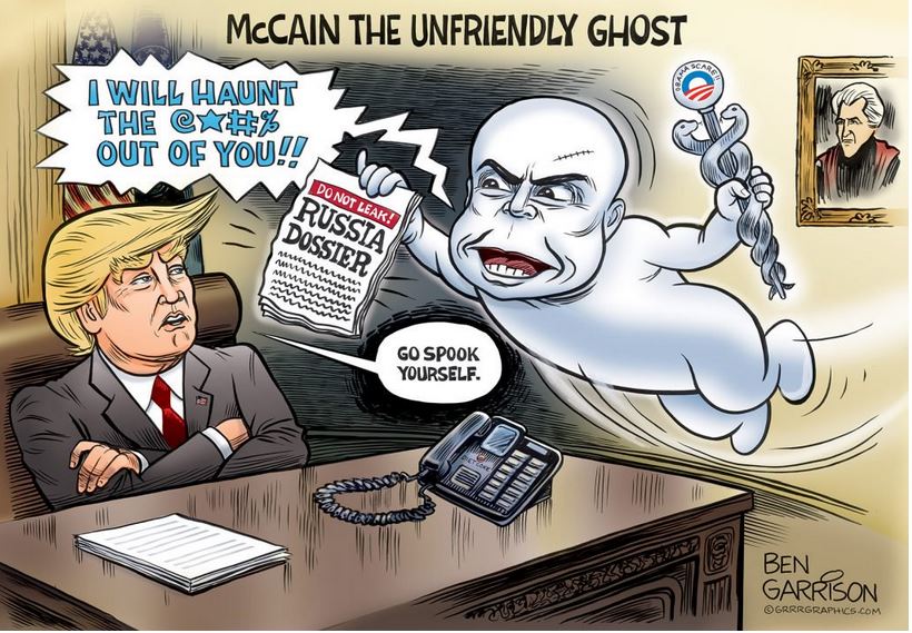 Conservative memes - Ben Garrison - Mccain The Unfriendly Ghost I Will Haunt The Cy% Out Of You!! Vo Do Not Leak! Russia Dossier wwwwww Www Mumu Go Spook Yourself. Ben Garrison Grrrgraphics.Com
