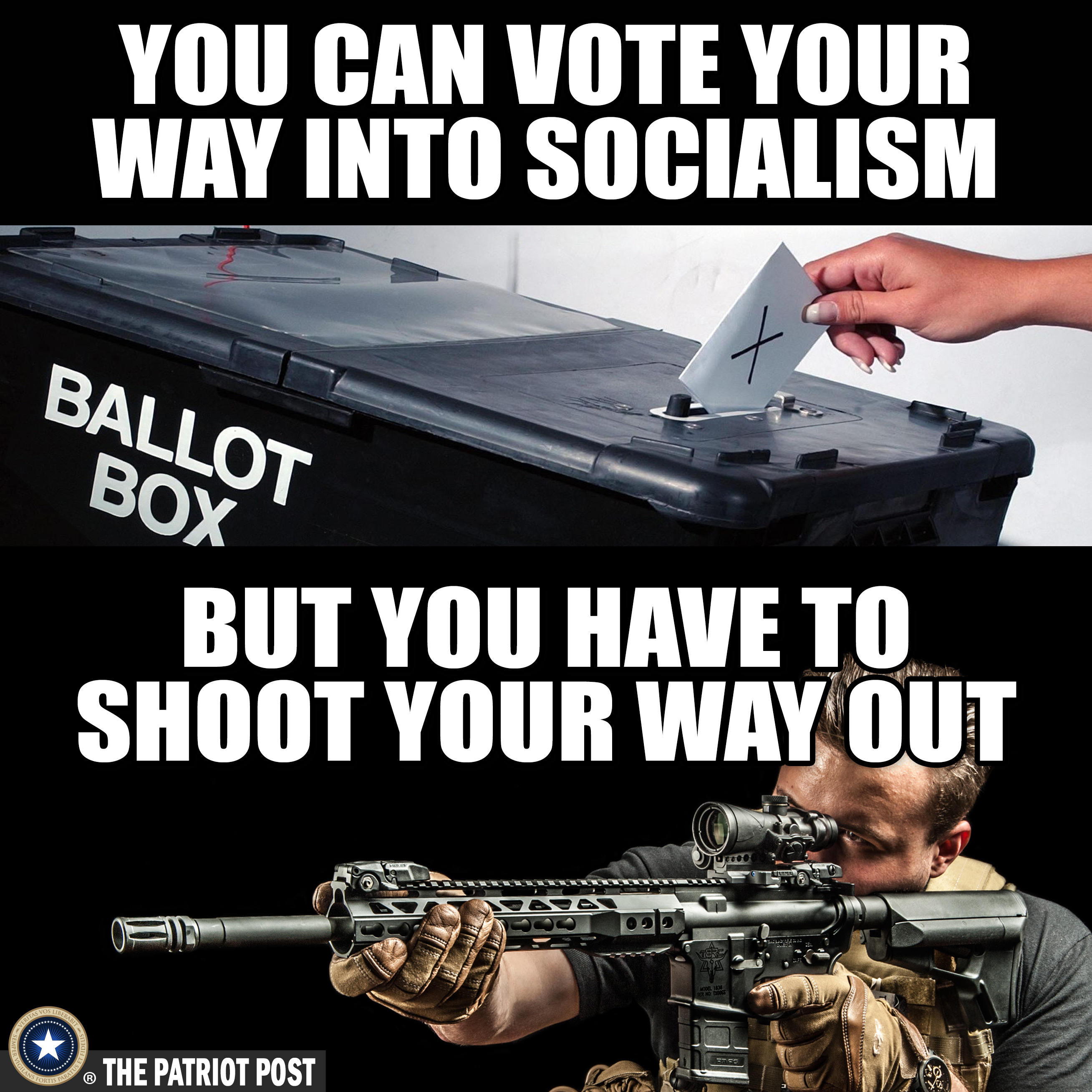 Conservative memes - gun - You Can Vote Your Way Into Socialism Ballot But You Have To Shoot Your Way Out The Patriot Post