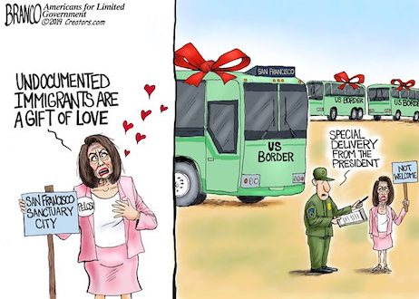 branco 2019 cartoons - Rdam Americans for Limited Kran Dit Government 201 Creators.com Swaro Ty Undocumented Immigrants Are Agift Of Love Veider Ome Us Border Special Delivery From The President San Frans City Sanctuary Pls