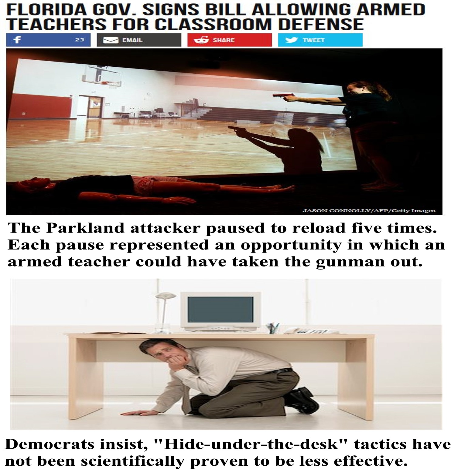 table - Florida Gov. Signs Bill Allowing Armed Teachers For Classroom Defense Iarnemerlangan The Parkland attacker paused to reload five times. Each pause represented an opportunity in which an armed teacher could have taken the gunman out. Democrats insi