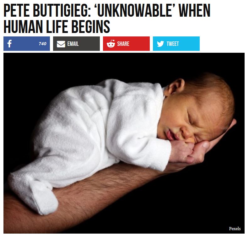 Pete Buttigieg "Unknowable' When Human Life Begins f 740 Email 740 Tweet Pexels
