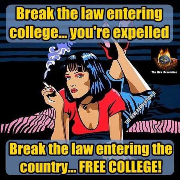 pop art uma - Break the law entering college...you're expelled The New Revolution New Revolution Ii Break the law entering the country... Free College!