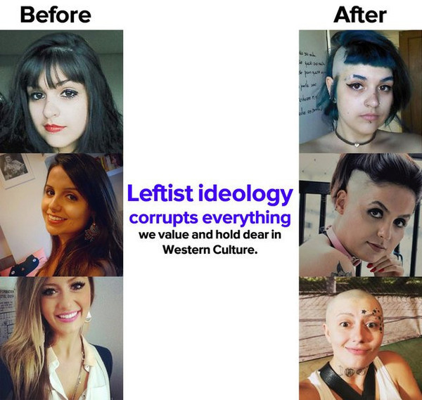 black hair - Before After sos Leftist ideology corrupts everything we value and hold dear in Western Culture.