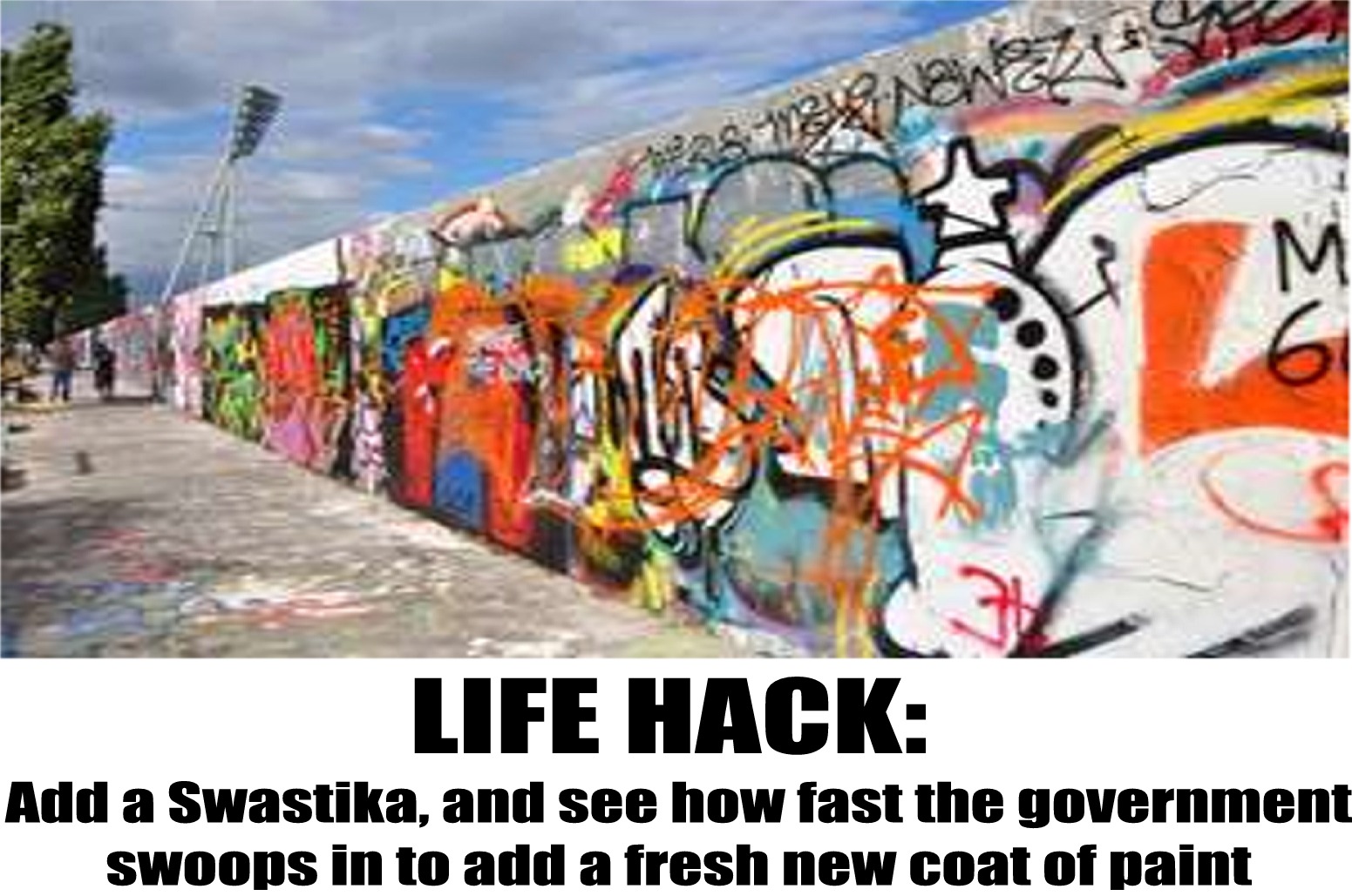 graffiti - Life Hack Add a Swastika, and see how fast the government Swoops in to add a fresh new coat of paint