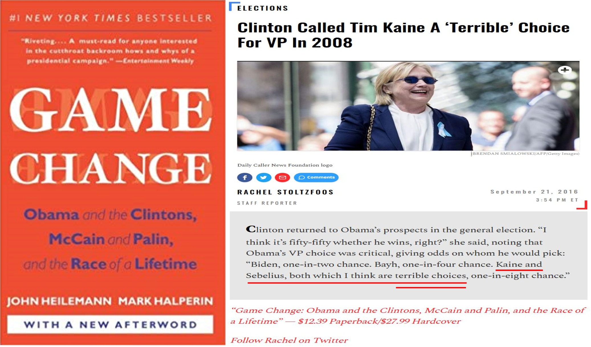 conversation - I New York Times Bestseller Elections Clinton Called Tim Kaine A 'Terrible' Choice For Vp In 2008 A read for anyone Game Change D ate de logo Oo Rachel Stoltzfoos Stepose Obama and the Clintons, McCain and Palin, and the Race of a Lifetime 