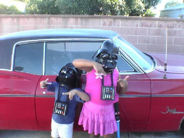 twin vaders hanging out by the lowrider....