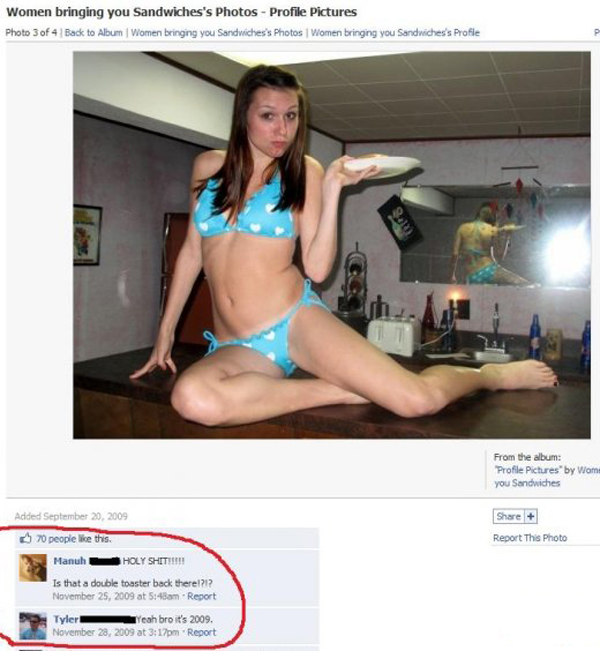 facebook bikini fails - Women bringing you Sandwiches's Photos Profile Pictures Photo 3 of 4 Back to Album Women bringing you Sandwiches's Photos Women bringing you Sandwiches's Profile From the album Profile Pictures" by Wome you Sandwiches Added 70 peop