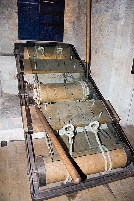 The Rack - One of the more widely known forms of torture, a persons hands were tied above and feet below and they were slowly stretched for interrogation.
