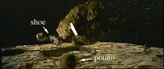 In The Empire Strikes Back there is a potato and shoe hidden in the asteroid field.