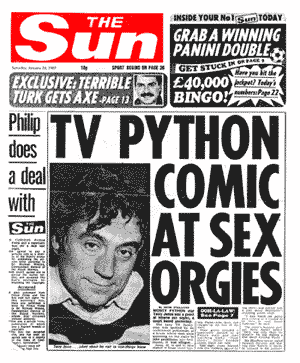the sun tabloid cover python sex orgies
