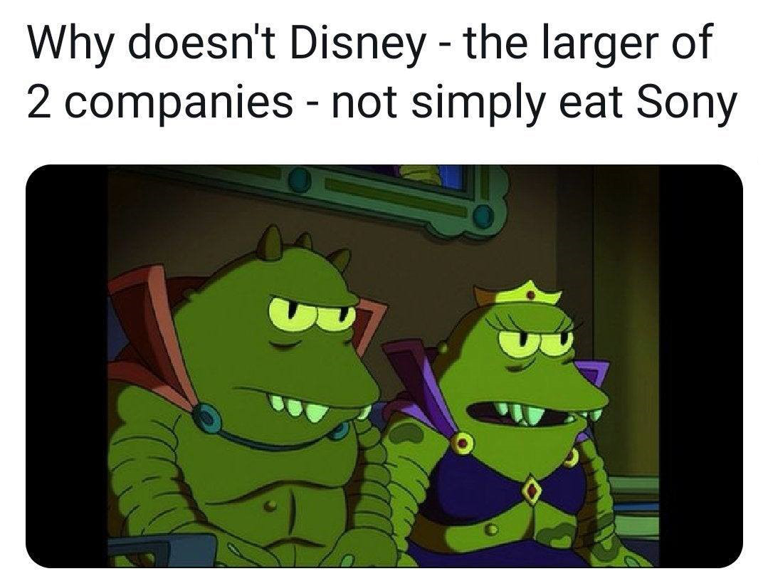 futurama why does ross - Why doesn't Disney the larger of 2 companies not simply eat Sony
