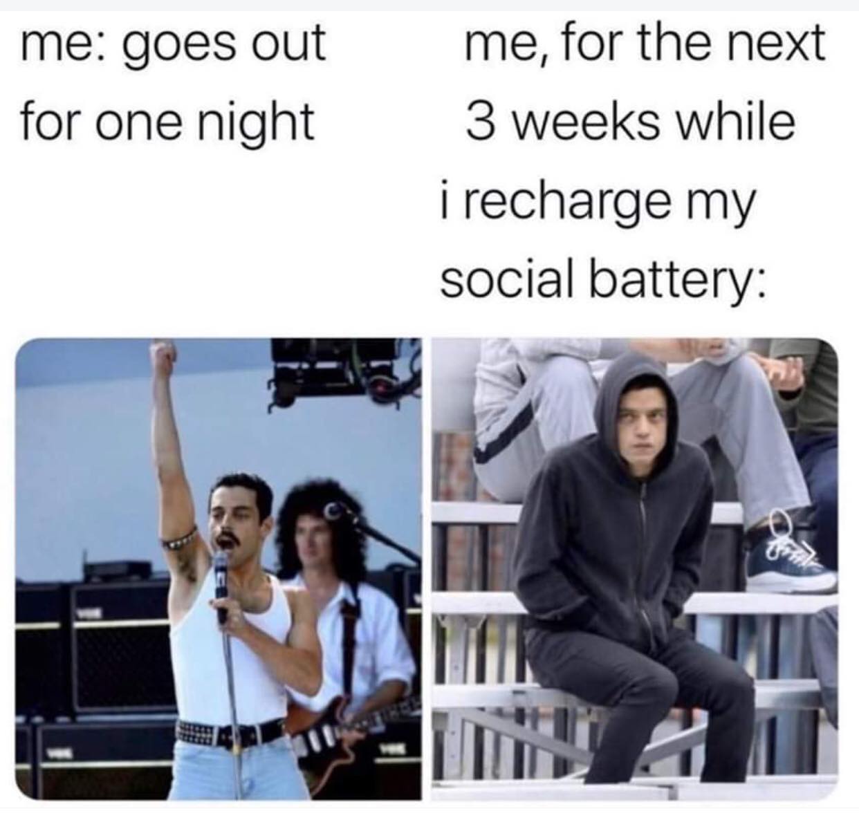 me goes out for one night - me goes out for one night me, for the next 3 weeks while i recharge my social battery