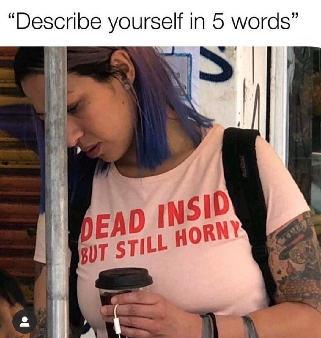 naugty memes - "Describe yourself in 5 words Dead Insid But Still Horny