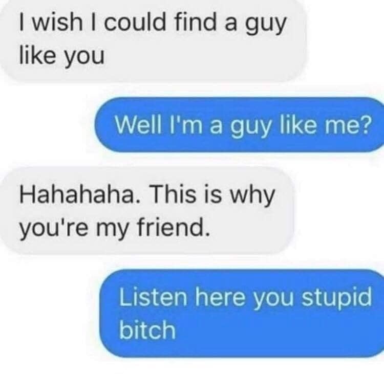 wish i could find a guy like you meme - I wish I could find a guy you Well I'm a guy me? Hahahaha. This is why you're my friend. Listen here you stupid bitch