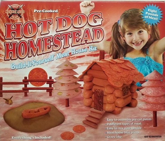 alternatives for gingerbread house - Manway Meats up Precooked PreCooked Eight Pounds of Meat! Hot Dog Homestead BuildItYourself Meat House Kit Easytoassemble precut pieces 9 different types of meat Easy to mix pt spackle Meat house blueprints Gravy lake 